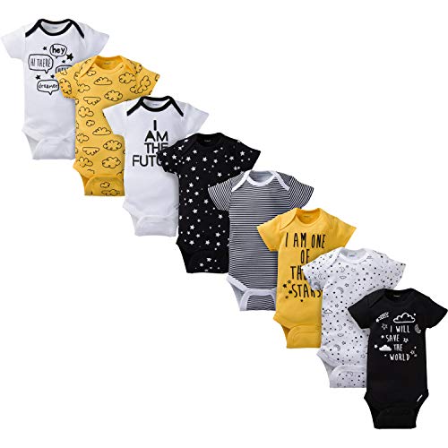 Gerber Baby 8-Pack Short Sleeve Onesies Bodysuits, Star, 0-3 Months