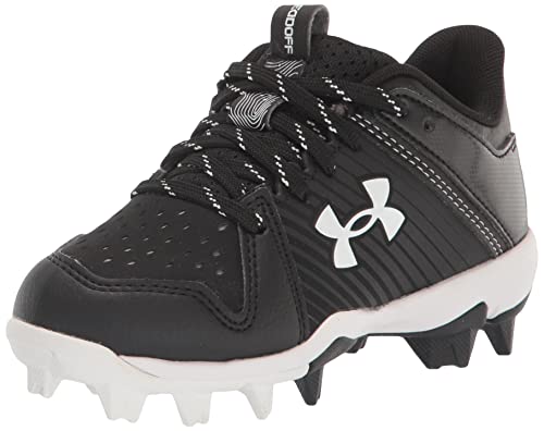 Under Armour Baby Boys Leadoff Low Junior Rubber Molded Cleat Baseball Shoe, (001) Black/Black/White, 1.5 Little Kid US