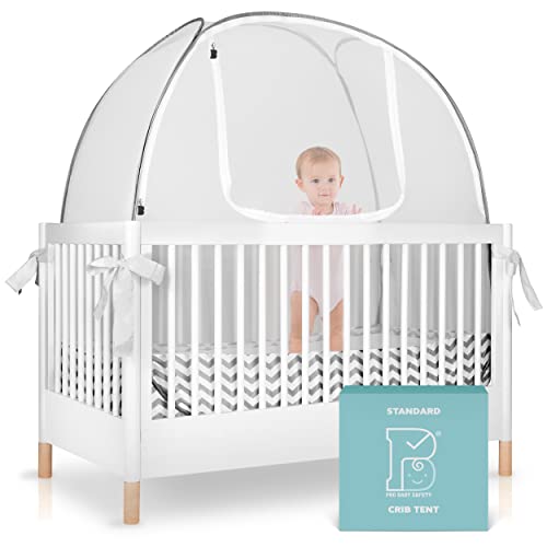 Pro Baby Safety Pop Up Crib Tent, Fine Mesh Netting Cover to Keep Baby from Climbing Out, Falls and Mosquito Bites, Safety Net, Canopy Netting Cover - Sturdy & Stylish Infant Crib Topper