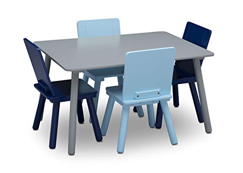 Delta Children Kids Table and Chair Set (4 Chairs Included), Grey/Blue
