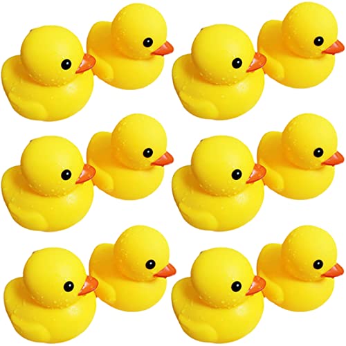 Bath Duck Toys 12 PCS Yellow Rubber Ducks Squeak & Float Ducky Baby Shower Pool Toy for Toddlers Kids Boys Girls