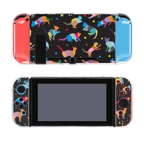 AoHanan Colorful Mosaic Different Breeds Cats Switch Screen Protector Case Cover Full Accessories Switch Game Case Protection Skin for Switch Console and Joy-Cons