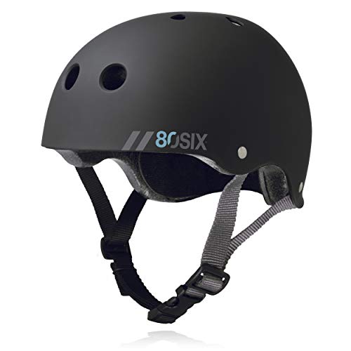 80Six Dual Certified Kids Bike, Scooter, and Skateboard Helmet, Black Matte, Small / Medium - Ages 8+