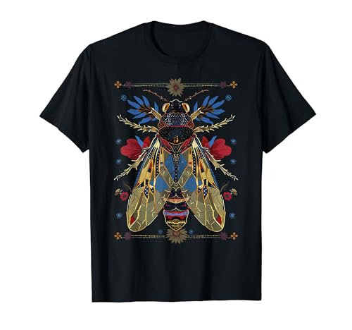 Cicada Flowers Insect Bug Vintage Tattoo Artist Entomology T-Shirt