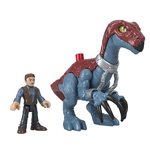 Jurassic World Fisher-Price Imaginext Dominion Therizinosaurus Dinosaur & Owen Grady 3-Piece Figure Set for Preschool Kids Ages 3+ Years