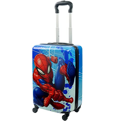 FUL Marvel Spider-Man 21 Inch Kids Carry On Luggage, Hardshell Rolling Suitcase with Spinner Wheels, Multi