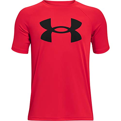 Under Armour Boys Tech Big Logo Short Sleeve T-Shirt , Red (600)/Black , Medium