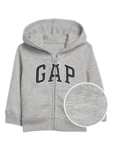 GAP baby boys Logo Zip Hoodie Sweatshirt, Light Heather Grey B08, 4T US