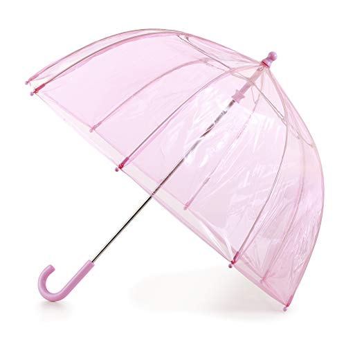 totes Adult and Kids Clear Bubble Umbrella with Dome Canopy, Lightweight Design, Wind and Rain Protection, Pink, Kids - 37'