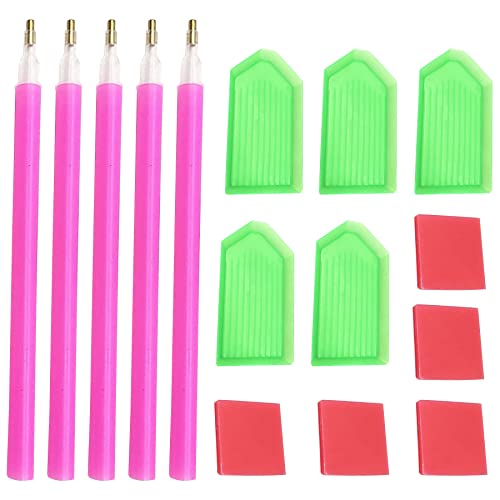 FLYSONG 15 PCS Diamond Painting Tools with Drill Pen Grip and Tray,5D Diamond Painting Accessories and Tools for Kids Adults (Green)