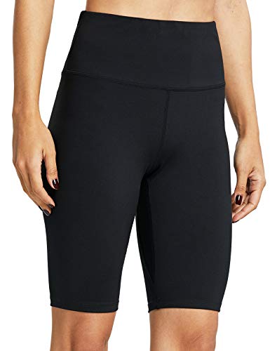 ZUTY 10'/ 5' Biker Shorts Women High Waisted with 2 Hidden Pockets Workout Athletic Running Yoga Long Shorts Black XL
