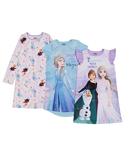 Disney Girls' Frozen 2 3-Pack Nightgown, FROZEN MAGIC 2, 6