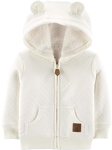 Simple Joys by Carter's Baby Hooded Sweater Jacket with Sherpa Lining, Oatmeal, 18 Months