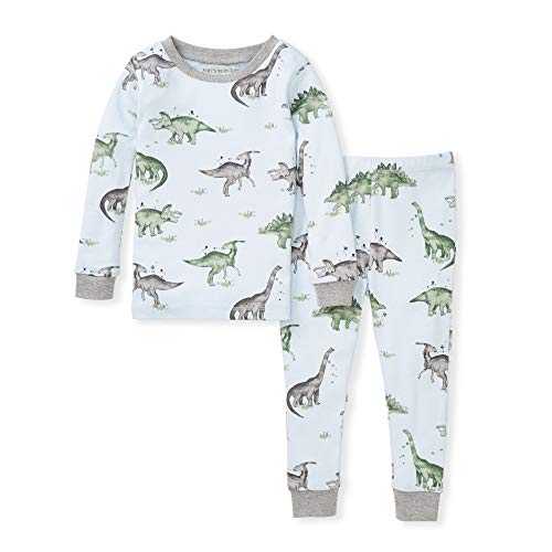 Burt's Bees Baby baby boys Pajamas, Tee Pant 2-piece Pj Set, 100% Organic Cotton and Toddler Pajama Bottoms, Happy Herbivores, 3T US