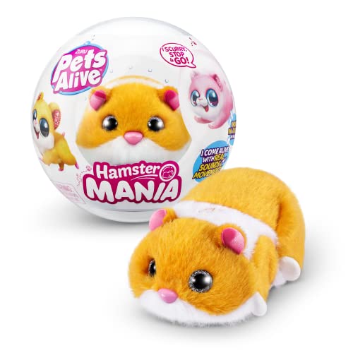 Pets Alive Hamstermania (Orange) by ZURU Hamster, Electronic Pet, 20+ Sounds Interactive, Hamster Ball Toy for Girls and Children