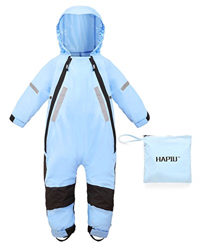 HAPIU Kids Toddler Rain Suit Muddy Buddy Waterproof Coverall,Blue,5T,Upgraded