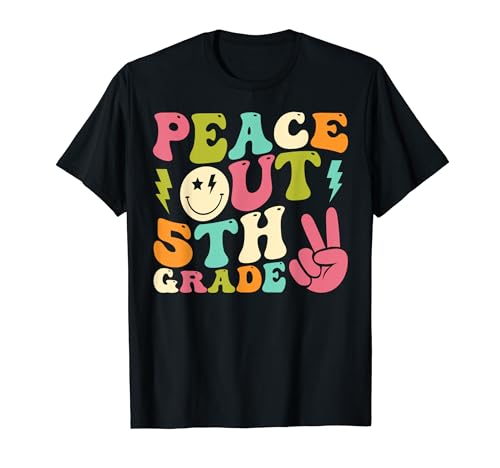 Peace Out 5th Grade Groovy Graduation Last Day of School T-Shirt