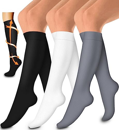 Laite Hebe compression socks,Black+White+Grey,S/M (3 pairs)