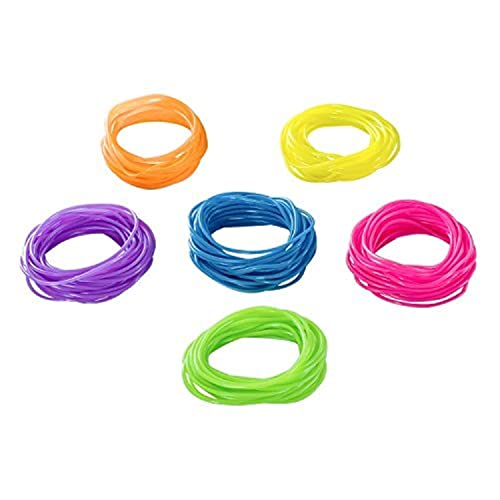 Super Z Outlet 80s Colorful Retro Rock Pop Star Rainbow Diva Disco Jelly Neon Gel Stretchable Bracelets Bands for Theme Events, Colorful Assortment, Assorted Toy Party Favor Prizes (Assorted 144pk)