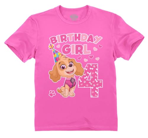 4th Birthday Girl Shirt Paw Patrol Skye 4 Years Old Toddler Girls Kids T-Shirt 5T Pink