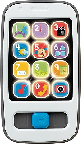 Fisher-Price Laugh & Learn Smart Phone - Gray, Pretend Phone Musical Infant Toy with Lights and Learning Content
