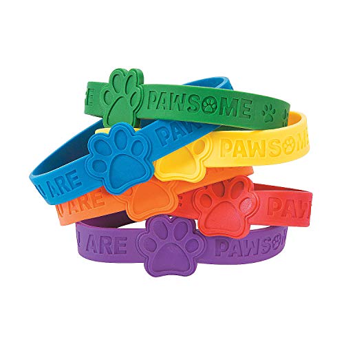 Fun Express Paw Print Rubber Bracelet - 24 Pieces - Educational And Learning Activities For Kids