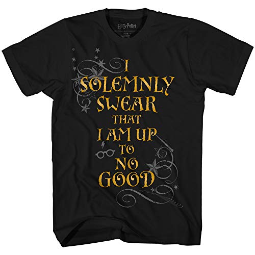 Harry Potter Solemnly Swear I Am Up to No Good Boys T-Shirt(Black,Med)