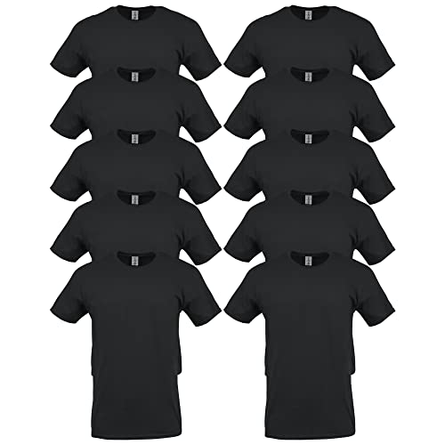 Gildan Unisex Adult Heavy Cotton T-Shirt, Style G5000, Multipack, Black (10-Pack), Large US