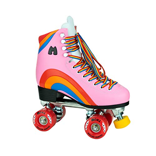 Moxi Skates - Rainbow Rider - Fun and Fashionable Womens Roller Skates | Pink Heart | Size 8
