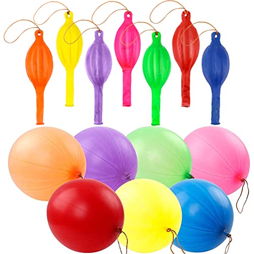 RUBFAC 36 Punch Balloons Punching Balloon Heavy Duty Party Favors For Kids, Bouncy Balls with Rubber Band Handle for Birthday Party, Goodie Bag