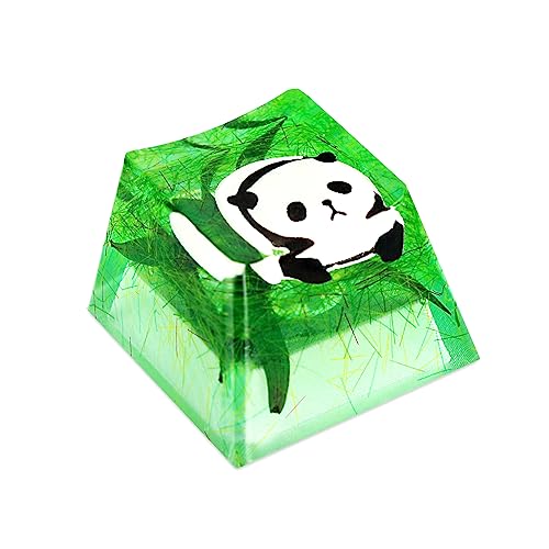 aikeec Resin Artisan Keycaps OEM, Panda with Bamboo Custom Key Cap for Cherry MX Switches Gaming Mechanical Keyboard, Transparent Backlit Keycap R4, Gift for PC Game Lover