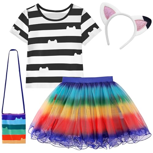 CCJRLM Rainbow Tutu dress for Girls, Birthday Girl Outfit Set Costumes with Headband and Bag Christmas Outfits 3-8Y