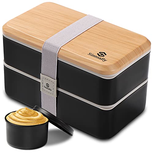 Sinnsally Bento Box Adult Lunch Box,Lunch Box with Compartments(47oz),Stackable Adults Bento Lunch Box,Rectangle Lunchable Food Container with Utensil Set,Leak-Proof Lunchbox,Microwave/Dishwasher Safe