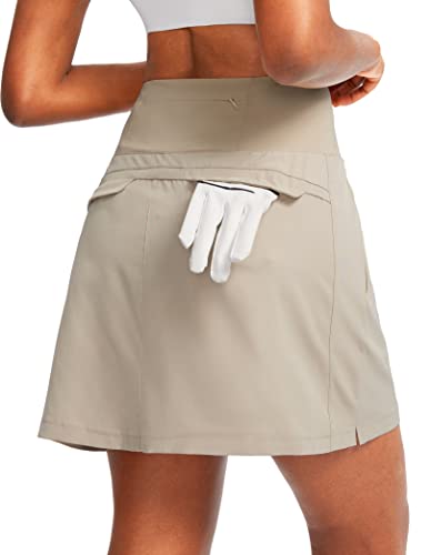G Gradual Golf Skorts Skirts for Women with 5 Pockets Women's High Waisted Lightweight Athletic Skirt for Tennis Running (Khaki, Large)