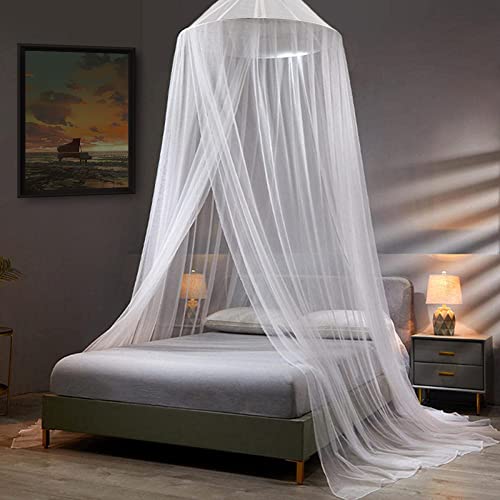 VISATOR Mosquito Net Bed Canopy for Girls,King Canopy Bed Curtains Queen Size from Ceiling,Dome Mosquito Netting Bed Tent Twin Girls Canopy Bed Decor for Baby Crib,Kid Bed and Adult Beds (White)
