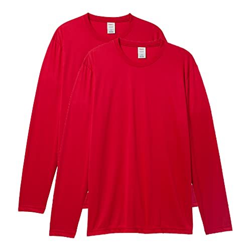 Hanes Men's Long Sleeve Cool DRI T-Shirt UPF 50+, Deep Red, X-Large (Pack of 2)