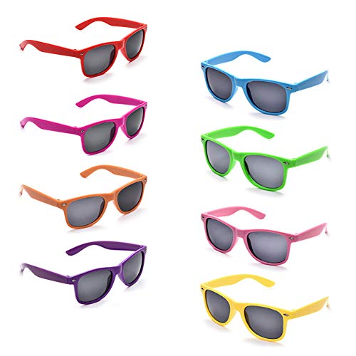 Pibupibu 8 Pack Kids Neon Colors Party Favor Supplies Unisex Sunglasses, Mix
