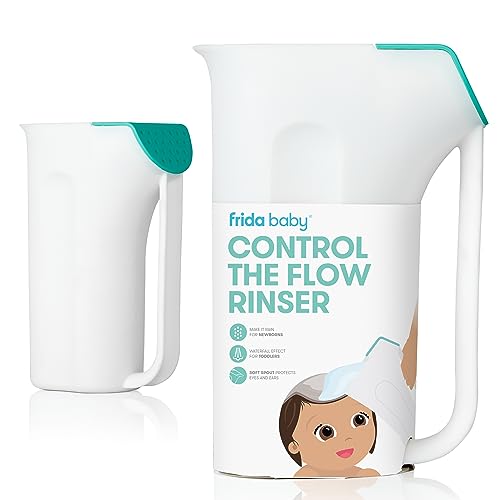 Frida Baby Control The Flow Bath Rinse Cup | Rinser Cup to Wash Hair + Body | Rinser Cup for Bath Time with Easy Grip Handle + Removable Rain Shower