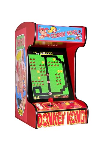 Doc and Pies Arcade Factory Classic Home Arcade Machine - Tabletop and Bartop - 412 Retro Games - Full Size LCD Screen, Buttons and Joystick (Red)