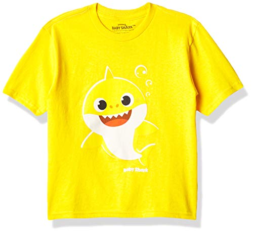 Nickelodeon baby boys Shark Big Face Toddler Short Sleeve T-shirt T Shirt, Yellow, 3 US