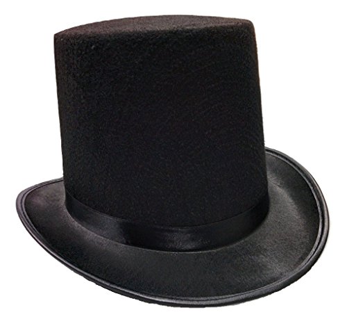 Nicky Bigs Novelties Adult Tall Black Felt Top Hat - Formal Showman Party Hats- Novelty Halloween Costume Accessory, Black, One Size