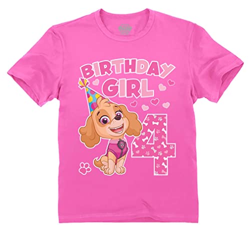 Paw Patrol Skye 4th Birthday Girl Shirt 4 Years Old Toddler Girls Kids T-Shirt 4T Pink