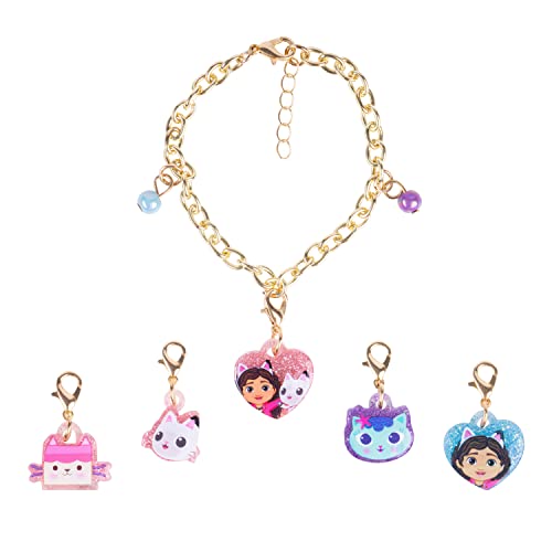 LUV HER Gabbys Dollhouse Girls Add A Charm Toy Bracelet and Costume Jewelry Box Set with 1 charm bracelet & 5 interchangeable charms - Ages 3+