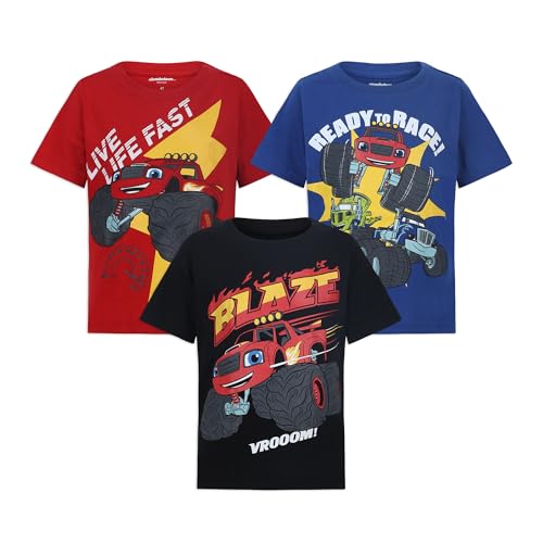 Blaze and The Monster Machines Toddler Boys' T-Shirt (Pack of 3) 4T Blue
