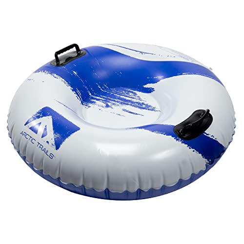 Franklin Sports Arctic Trails Single Person Inflatable Snow Sled – Heavy Duty Snow Tube for Kids – Long Lasting Fun – Blue/White