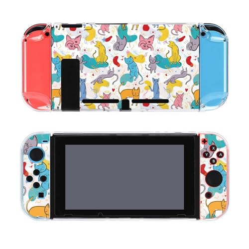 AoHanan Cute Cats and Hand Drawn Switch Screen Protector Case Cover Full Accessories Switch Game Case Protection Skin for Switch Console and Joy-Cons