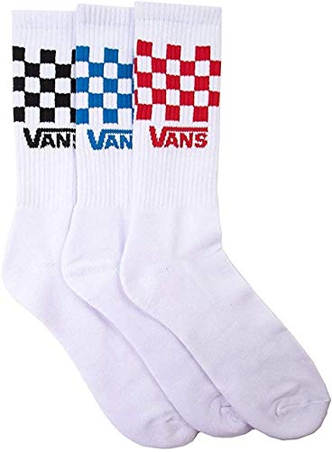 Vans Kids Crew White Checkerboard Socks- 3 pairs White/Checkerboard, Shoe Size 1-6