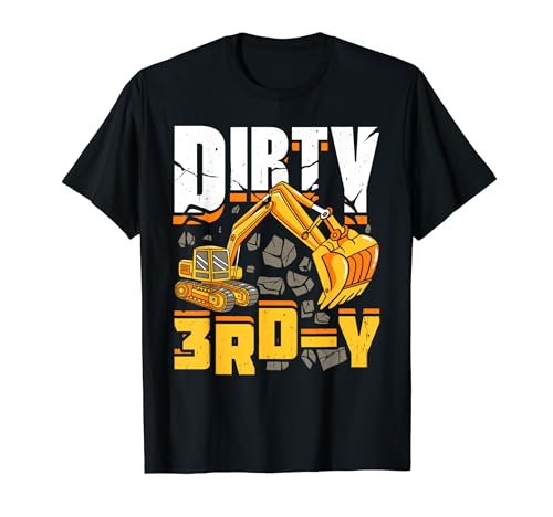 Construction 3rd Birthday Boy Dirty 3rd-Y Excavator Funny T-Shirt