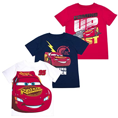 Cars Boys' T-Shirt (Pack of 3) 3T RED