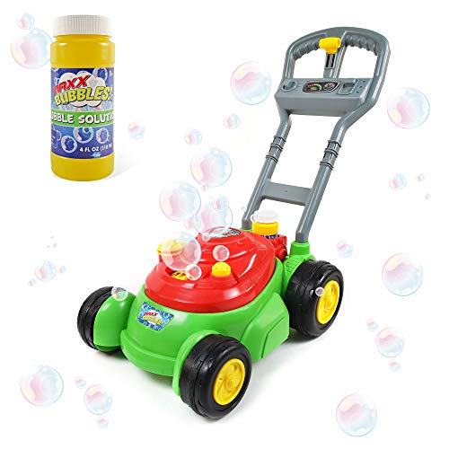 Maxx Bubbles Deluxe Bubble Lawn Mower Toy – Includes 4oz Bubble Solution | Outdoor Bubble Machine for Kids | Easy to Use, No Batteries Required | Amazon Exclusive, Red – Sunny Days Entertainment